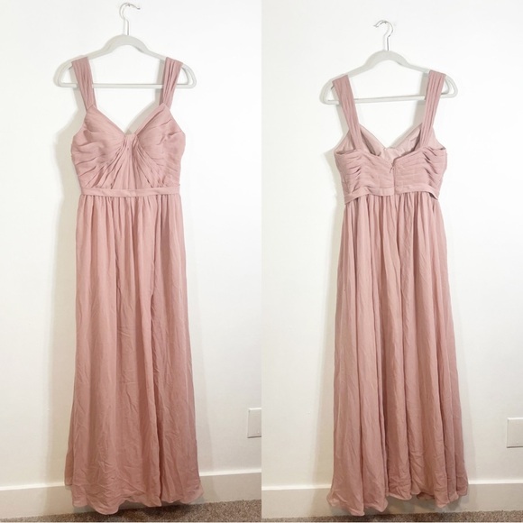 Azazie Evie Dusty Rose A-Line Pleated Chiffon Dress Bridesmaid Dress Pink Size 8 - Picture 4 of 5